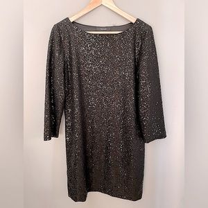 Tahari Black Sequins Shift Mini Dress (S) - NWT